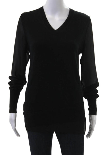 3.1 Phillip Lim Womens Black V-Neck Pullover Sweater Size S