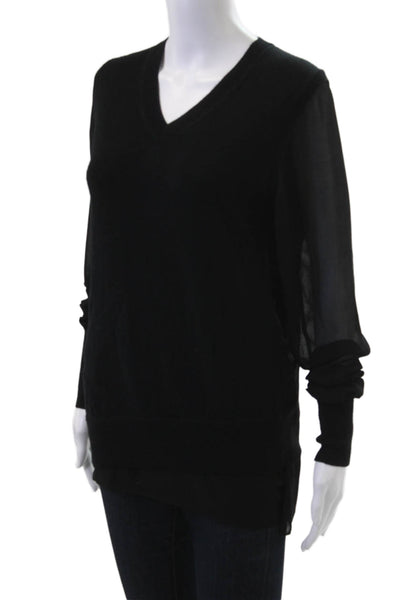 3.1 Phillip Lim Womens Black V-Neck Pullover Sweater Size S