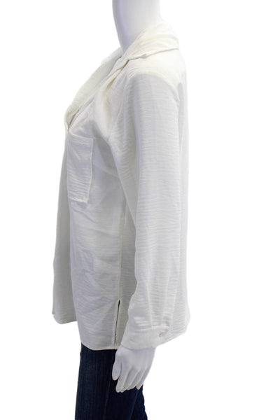 Brochu Walker Women Basic White Collared Long Sleeve Button-Up Blouse Size XS