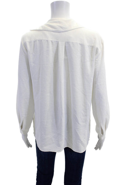 Brochu Walker Women Basic White Collared Long Sleeve Button-Up Blouse Size XS