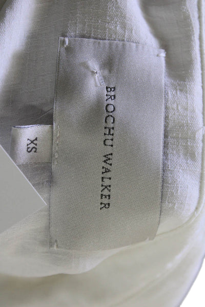 Brochu Walker Women Basic White Collared Long Sleeve Button-Up Blouse Size XS