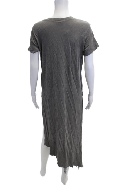 Left of Center Women Dark Gray V-Neck T-Shirt Dress Cotton Short Sleeve Size M