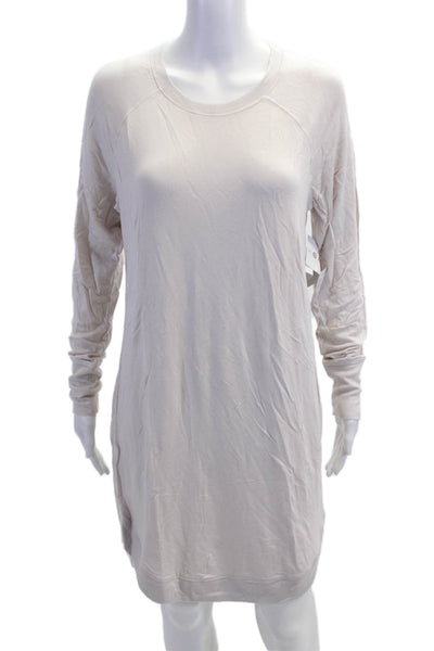 Athleta Women Sweater Dress Beige Long Sleeve Crew Neck Short Size M