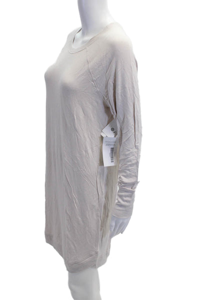 Athleta Women Sweater Dress Beige Long Sleeve Crew Neck Short Size M