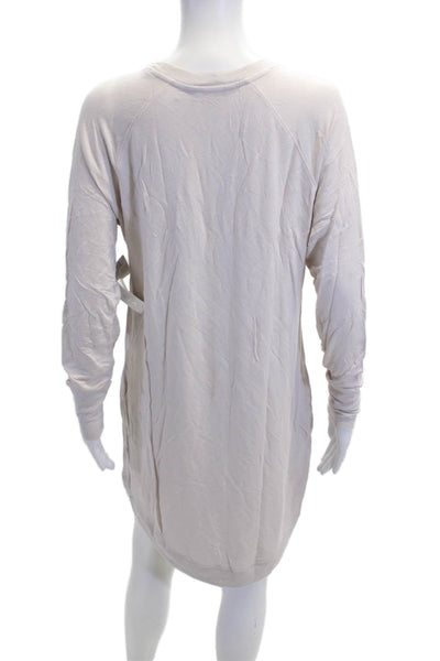 Athleta Women Sweater Dress Beige Long Sleeve Crew Neck Short Size M