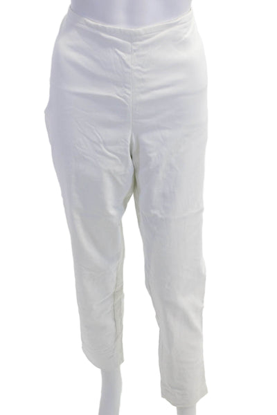 J. Mclaughlin Womens Cropped Ankle Pants White Zip Cotton Size 14