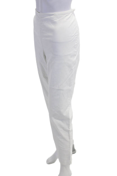 J. Mclaughlin Womens Cropped Ankle Pants White Zip Cotton Size 14