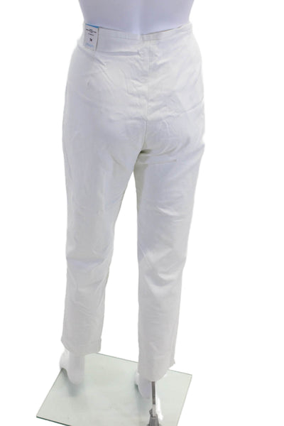 J. Mclaughlin Womens Cropped Ankle Pants White Zip Cotton Size 14