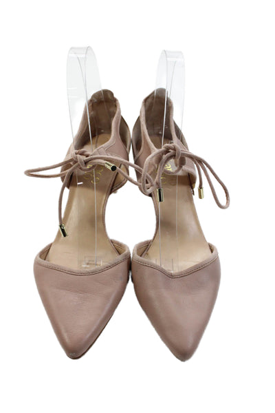 Franco Sarto Women's Pointed Toe kitten Heels Tie Ankle Pink Sandals Size 7