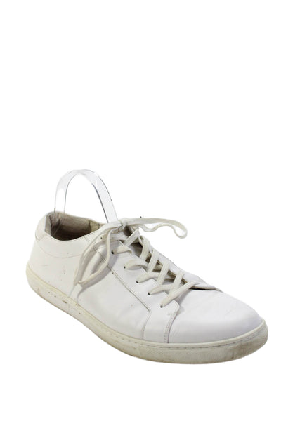 Kenneth Cole Men's Leather Lace Up Trainer Sneakers White Size 12