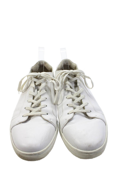 Kenneth Cole Men's Leather Lace Up Trainer Sneakers White Size 12