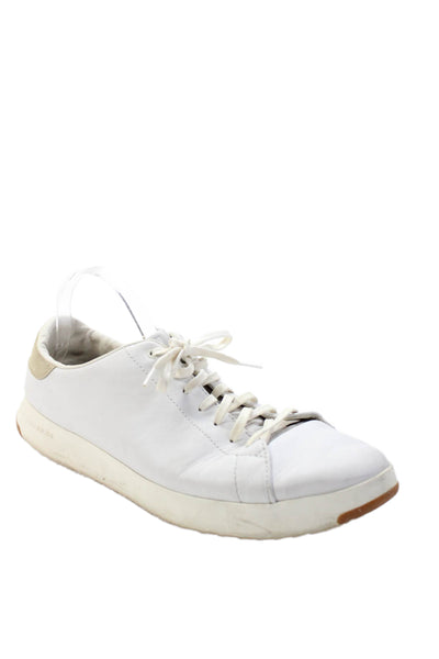 Cole Haan Men's Leather Lace Up Rubber Sole Trainer Sneakers White Size 13