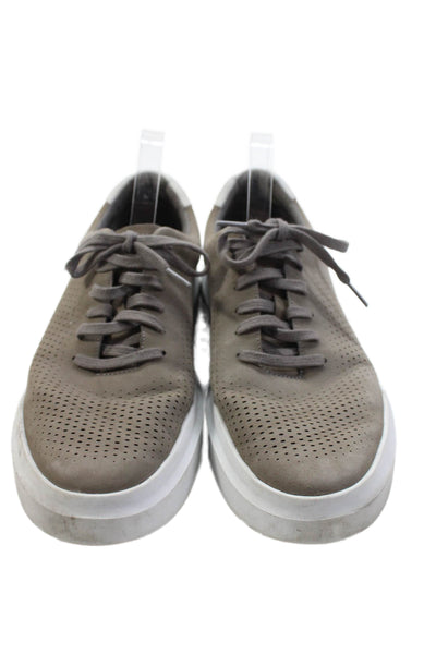 Cole Haan Men's Perforated Cushioning Leather Textured Sneakers Gray Size 12