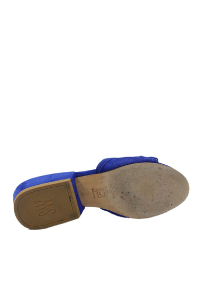 Stuart Weitzman Womens Suede Knot Embellished Slip On Sandals Shoes Blue Size 5M