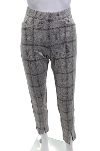 Melissa Nepton Women Ankle Cropped Checked Gray Dress Pants Petite Size S