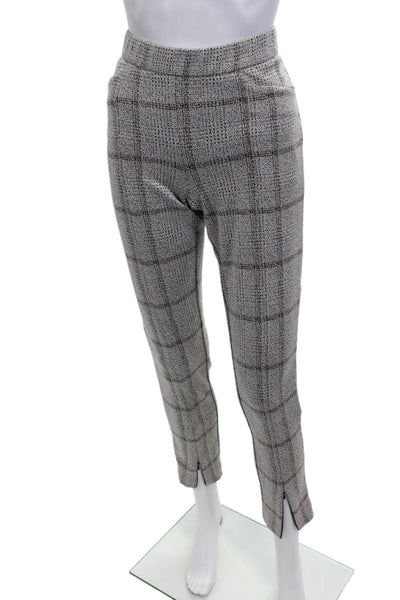 Melissa Nepton Women Ankle Cropped Checked Gray Dress Pants Petite Size S