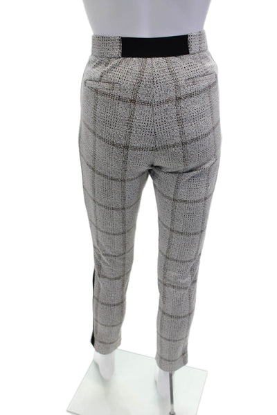 Melissa Nepton Women Ankle Cropped Checked Gray Dress Pants Petite Size S