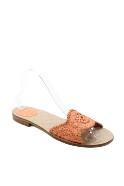 Jack Rogers Womens Open Toe Textured Casual Flat Sandals Pink Size 8