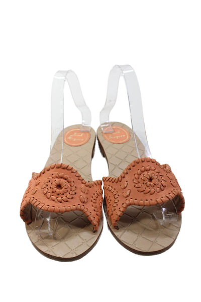 Jack Rogers Womens Open Toe Textured Casual Flat Sandals Pink Size 8