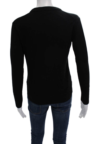 Club Monaco Women Black Wool Pullover Sweater Crew Neck Long Sleeve Size XS