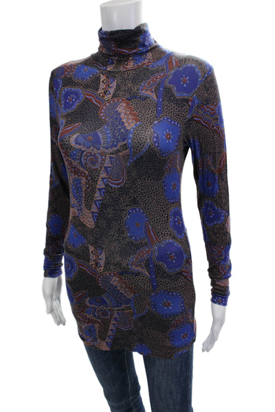 Ba&Sh Womens Black Floral Bird Turtleneck Tunic Long Sleeve Size S