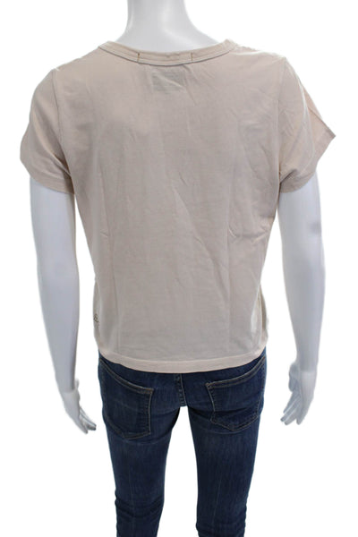 Ksubi, Womens Cropped Basic T-Shirt Beige Crew Neck Cotton Short Sleeve Size M