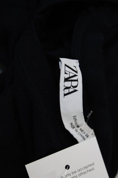 Zara Womens Pullover V-Neck Dark Blue Long Sleeve Polyester Blend Size S