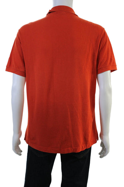 Lacoste Mens Short Sleeves Crew Neck Polo Shirt Orange Cotton Size 5