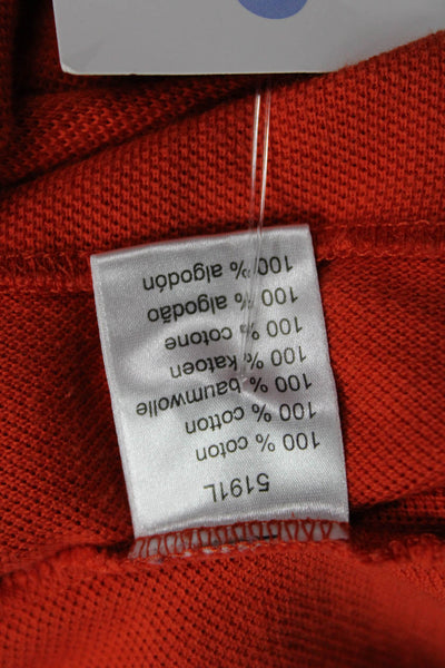 Lacoste Mens Short Sleeves Crew Neck Polo Shirt Orange Cotton Size 5