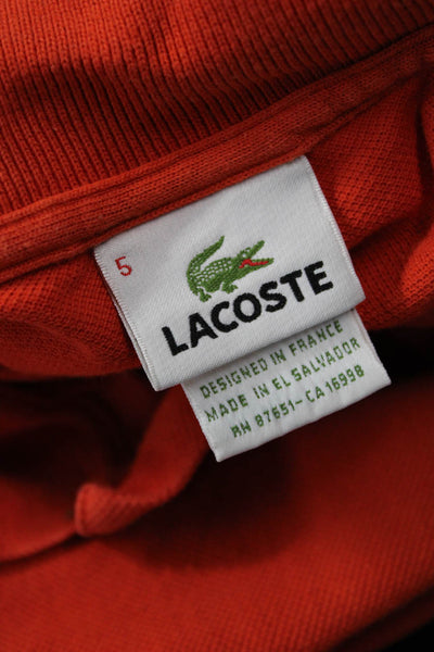 Lacoste Mens Short Sleeves Crew Neck Polo Shirt Orange Cotton Size 5