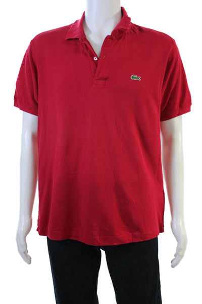 Lacoste Mens Short Sleeves Crew Neck Polo Shirt Fuchsia Pink Cotton Size 5