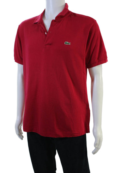 Lacoste Mens Short Sleeves Crew Neck Polo Shirt Fuchsia Pink Cotton Size 5