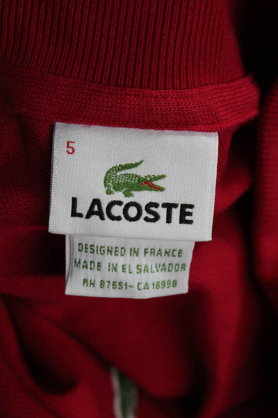 Lacoste Mens Short Sleeves Crew Neck Polo Shirt Fuchsia Pink Cotton Size 5