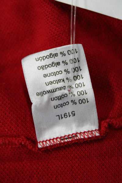 Lacoste Mens Short Sleeves Crew Neck Polo Shirt Top Red Cotton Size 5