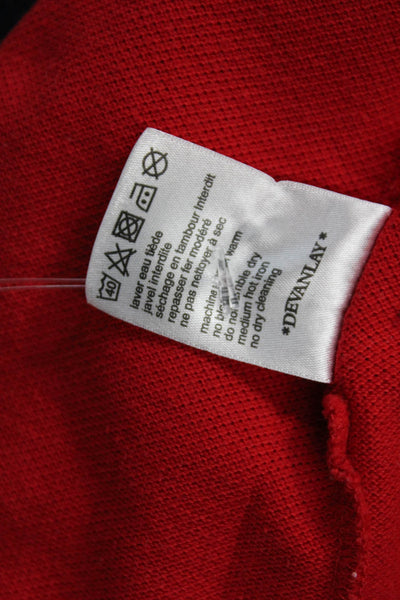 Lacoste Mens Short Sleeves Crew Neck Polo Shirt Top Red Cotton Size 5