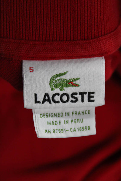 Lacoste Mens Short Sleeves Crew Neck Polo Shirt Top Red Cotton Size 5