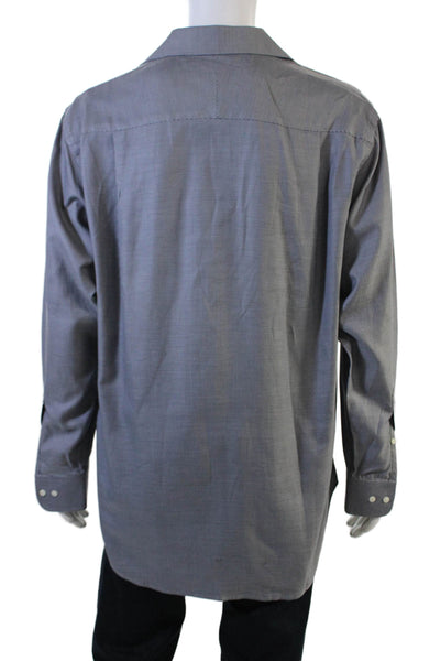 J. Mclaughlin, Mens Spread Collar Check Button-Up Dress Shirt Dark Gray Size L