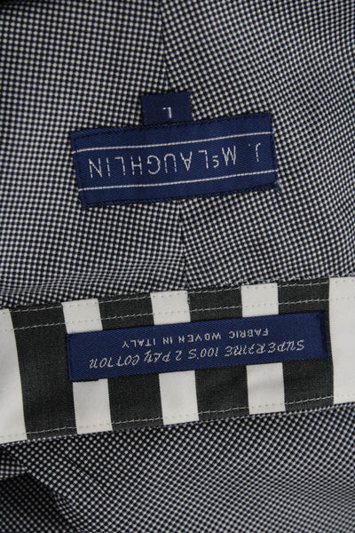 J. Mclaughlin, Mens Spread Collar Check Button-Up Dress Shirt Dark Gray Size L