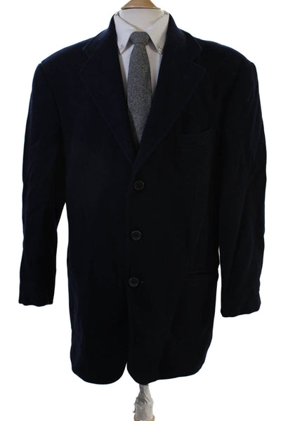Giorgio Armani Men Dark Blue Wool Blend Blazer Button Size 46