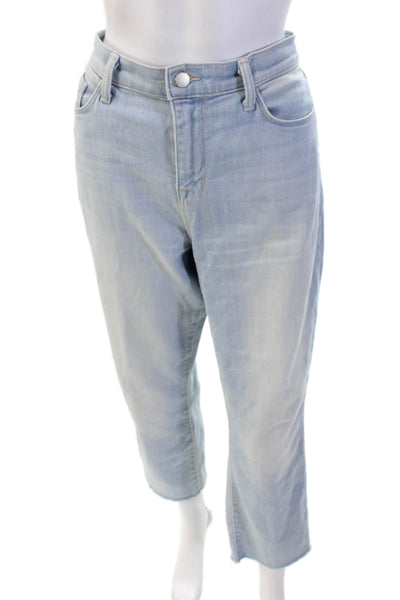L'Agence Women Cropped High Rise Jeans Light Blue Button Size 30