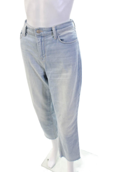 L'Agence Women Cropped High Rise Jeans Light Blue Button Size 30