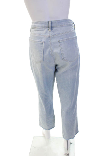 L'Agence Women Cropped High Rise Jeans Light Blue Button Size 30