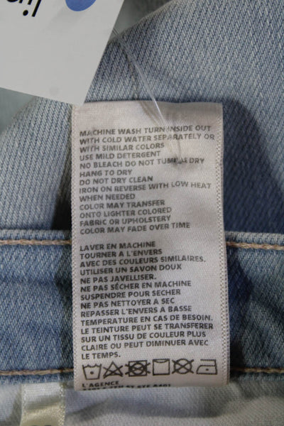 L'Agence Women Cropped High Rise Jeans Light Blue Button Size 30