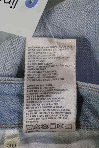 L'Agence Women Cropped High Rise Jeans Light Blue Button Size 30