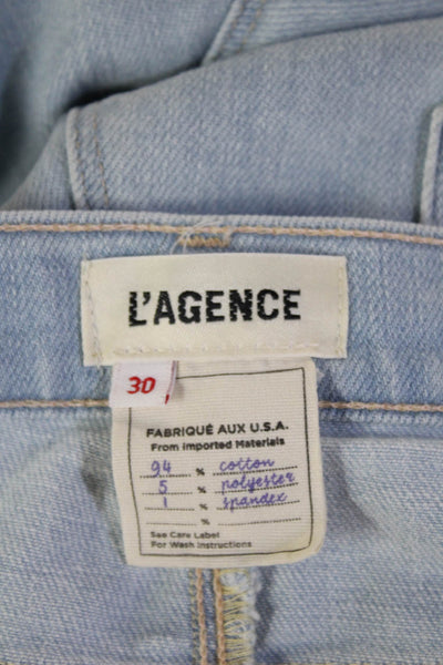 L'Agence Women Cropped High Rise Jeans Light Blue Button Size 30
