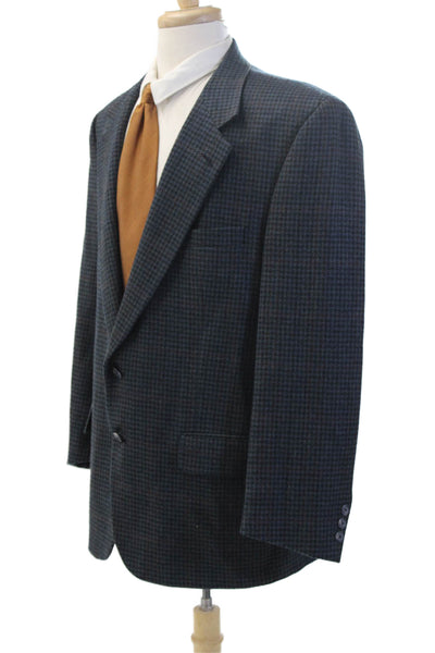 Burberrys Mens Dark Blue 100% Wool Check Sport Coat Size 40
