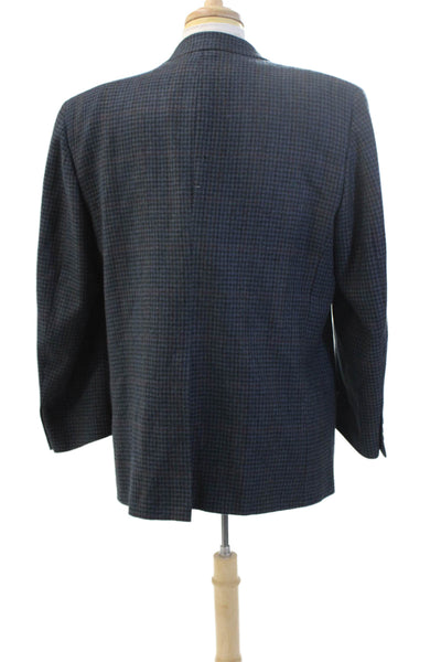 Burberrys Mens Dark Blue 100% Wool Check Sport Coat Size 40