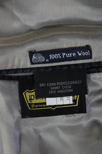 Burberrys Mens Dark Blue 100% Wool Check Sport Coat Size 40