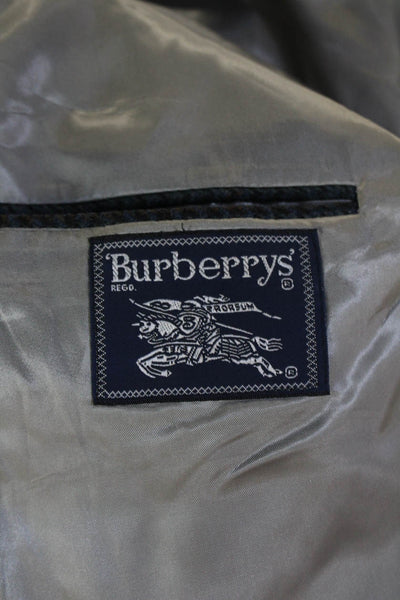 Burberrys Mens Dark Blue 100% Wool Check Sport Coat Size 40