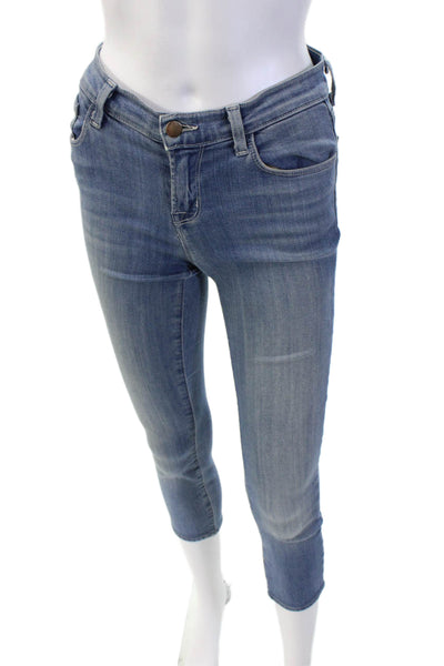 J Brand Women Cropped Skinny Blue Mid-Rise Jeans Petite Size 24